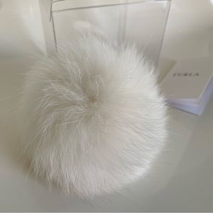 Furla Fur Pom Pom Bag Charm White